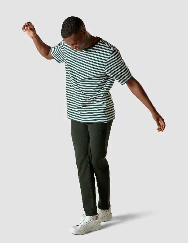 Striped Supima T-shirt Box Fit Forest Green