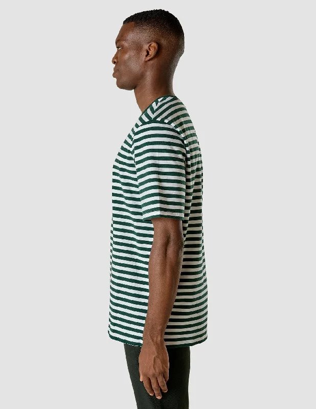 Striped Supima T-shirt Box Fit Forest Green