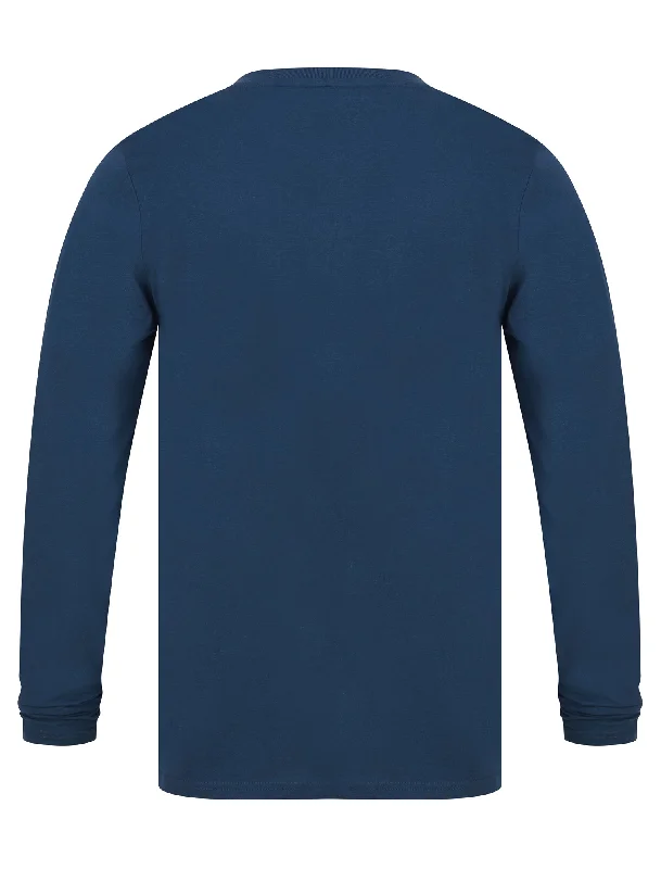 Theta Motif Cotton Jersey Long Sleeve Top in Insignia Blue - Tokyo Laundry