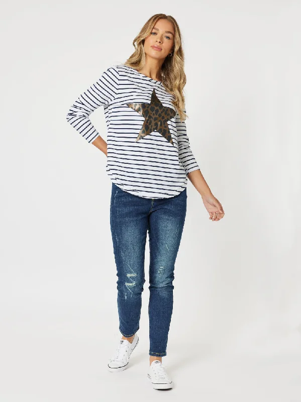 Threadz Annie Star Stripe Tee Navy/White