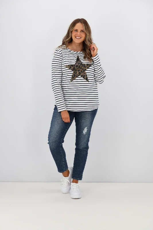 Threadz Annie Star Stripe Tee Navy/White