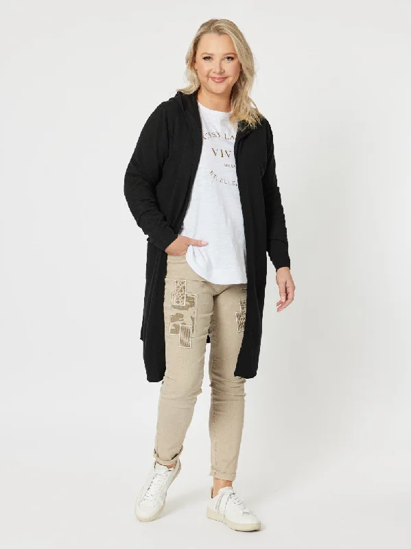 Threadz Ella Long Line Cardi Black