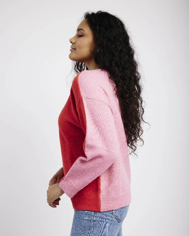 Two Tone Jumper in Pink/Red