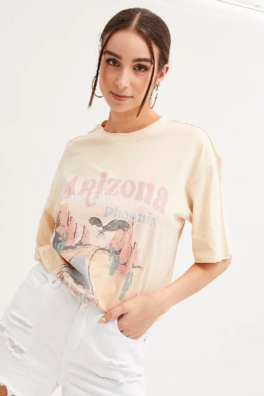 White T Shirt Short Sleeve Crew Neck Phoenix Cotton