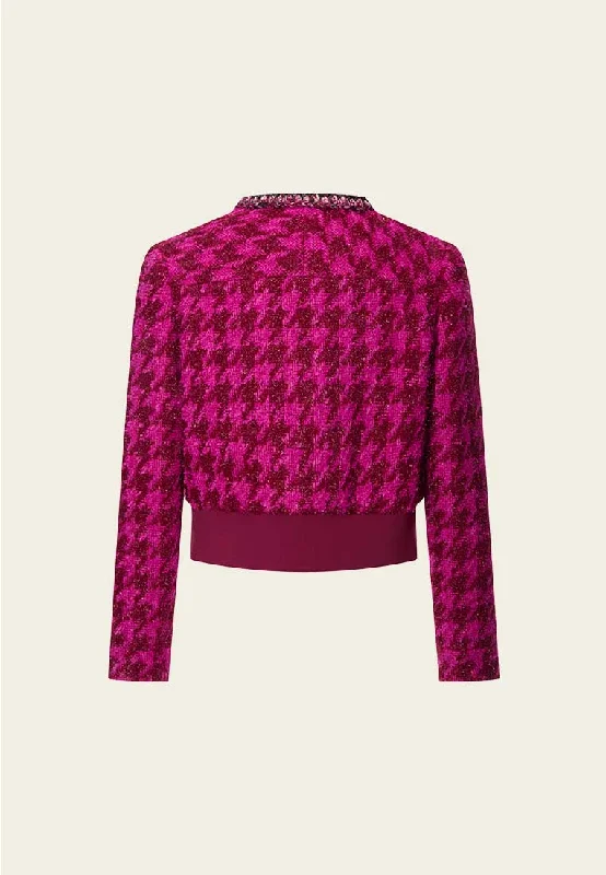 Fluorescent Pink Dark Red Monogram Tweed Jacket