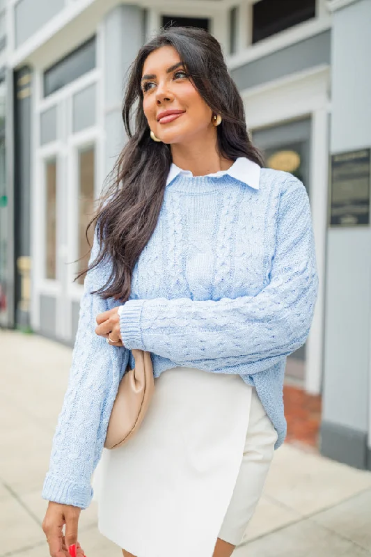 That's The Spirit Blue Cable Detail Oversized Sweater