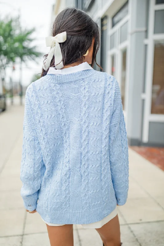 That's The Spirit Blue Cable Detail Oversized Sweater