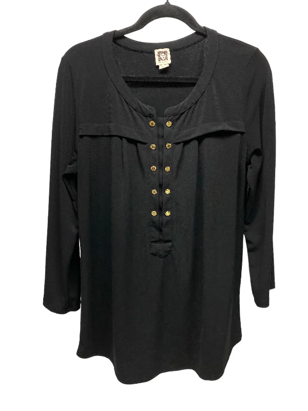 Top Long Sleeve By Anne Klein O In Black, Size: L