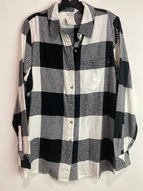 Top Long Sleeve By Sonoma In Black & White, Size: Xxl