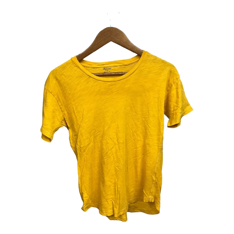 Top Short Sleeve Basic By Madewell In Yellow, Size: S