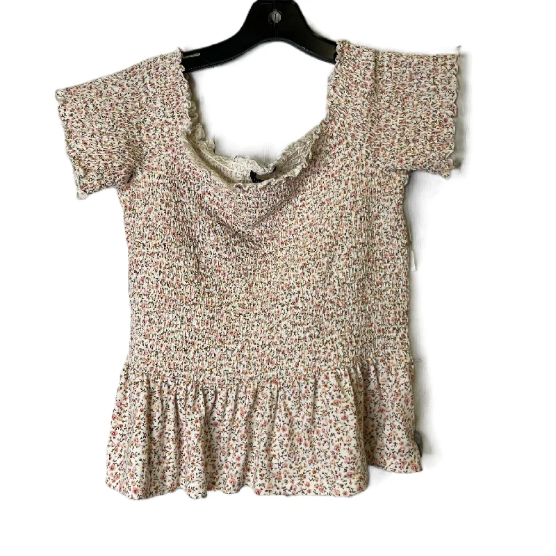 Top Short Sleeve By American Eagle In Floral Print, Size: L