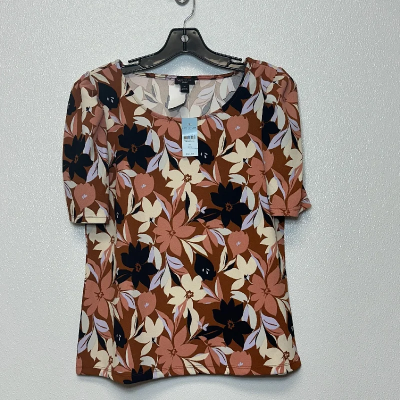 Top Short Sleeve By Ann Taylor O In Floral, Size: M petite