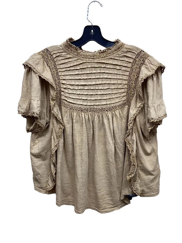 Top Short Sleeve By Free People In Tan, Size: S