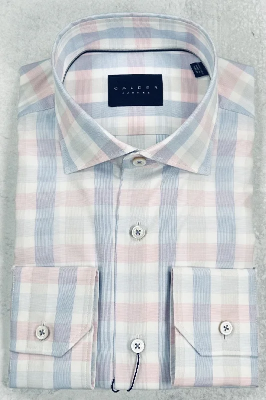 Calder Carmel Luxe Fine Twill Check Sport Shirt in Rose