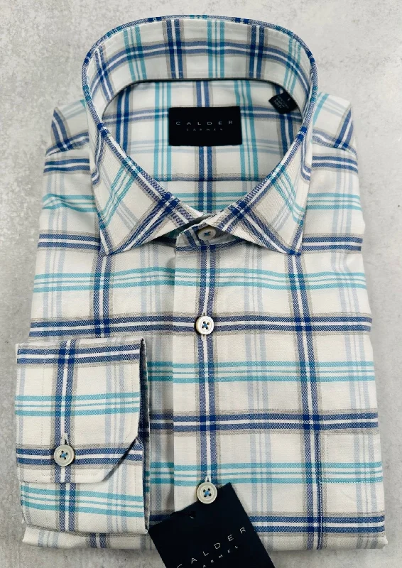 Calder Carmel Melange Oxford Sport Shirt in Turquoise