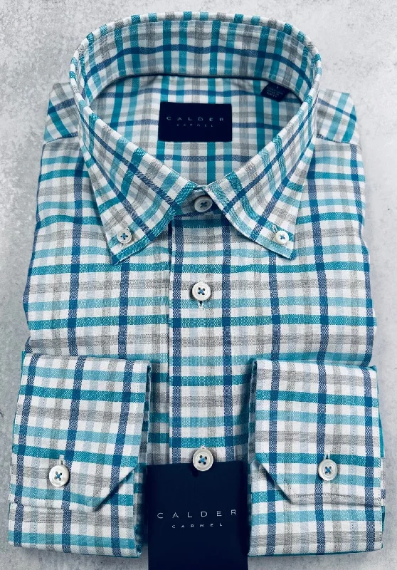 Calder Carmel Melange Oxford Sport Shirt in Turquoise