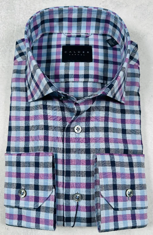 Calder Carmel Melange Twill Exploded Gingham Sport Shirt in Lavender