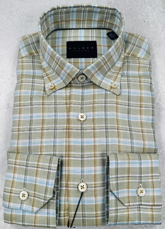 Calder Carmel Twill Melange Check Sport Shirt in Sage