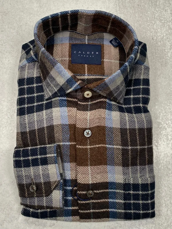 Calder Carmel Ultimate Flannel Twill Sports Shirt in Midnight