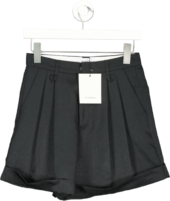 dé Rococo Black Tailored Pleat Shorts UK S