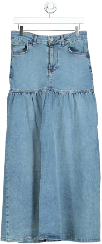 Free People Blue Denim Long Skirt UK 6