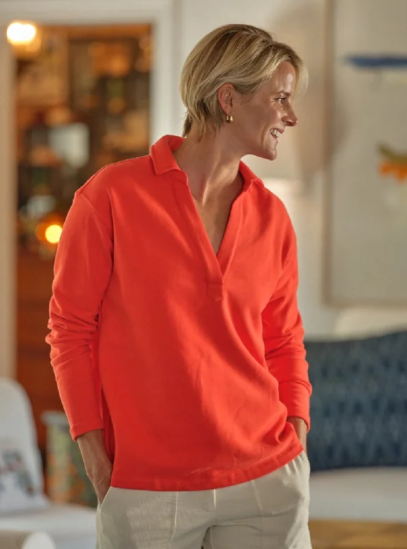 Inlet Pullover in Poppy Loopback Terry