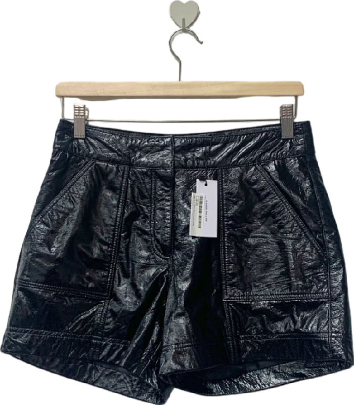 Karen Millen Black Patent Leather Low Rise Shorts UK 10