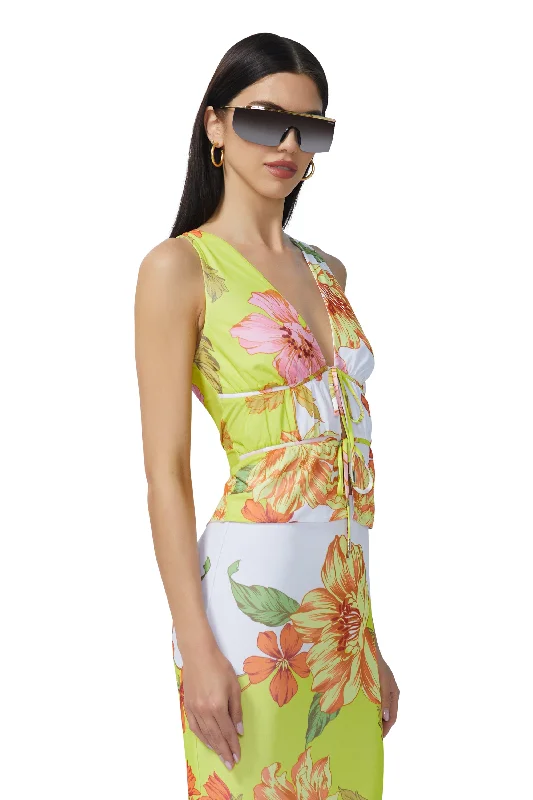 Mirna Top - Color Block Floral