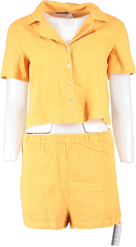 miss lola Orange Short Sleeve Shirt And Shorts Set UK S