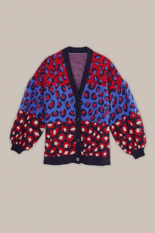 Mixed Leopards Knit Cardigan