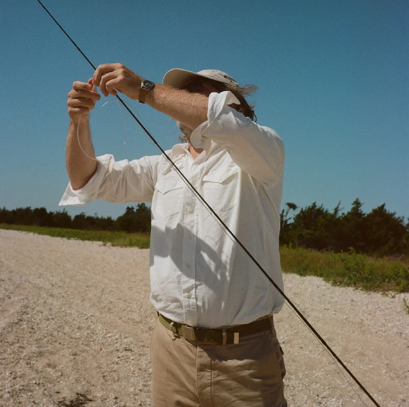 Western Sea-Washed Shirt in White Pinwale Corduroy