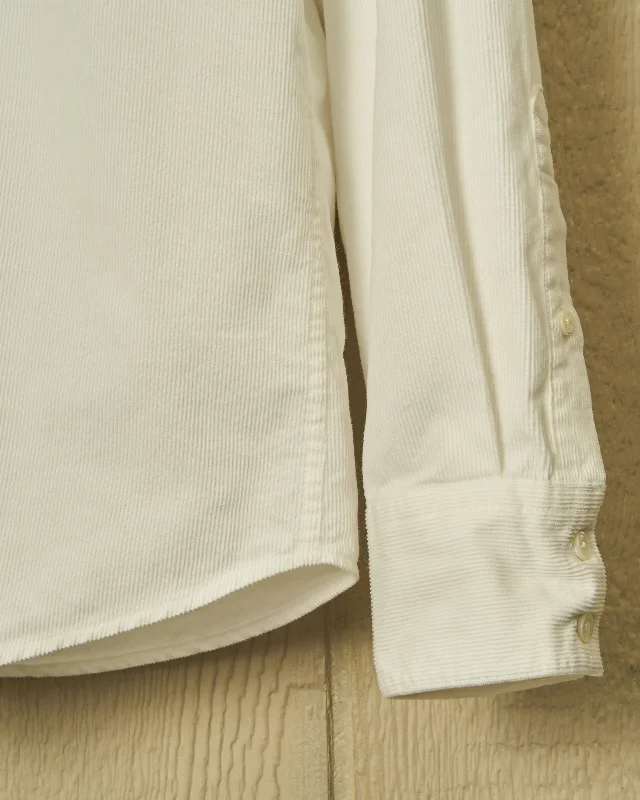 Western Sea-Washed Shirt in White Pinwale Corduroy