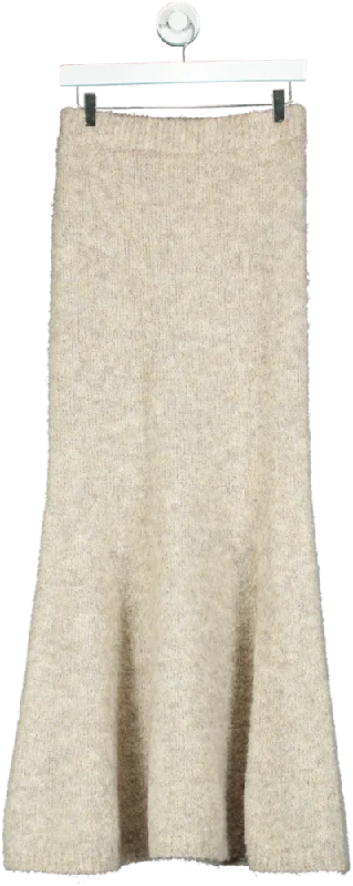 Topshop Beige Knitted Maxi Skirt UK S