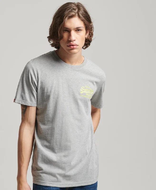 Vintage Logo Neon T Shirt | Grey Marle